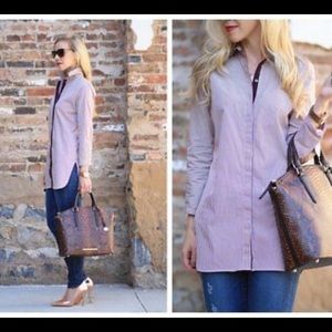 J Crew Endless Shirt In Burgundy Striped Tunic